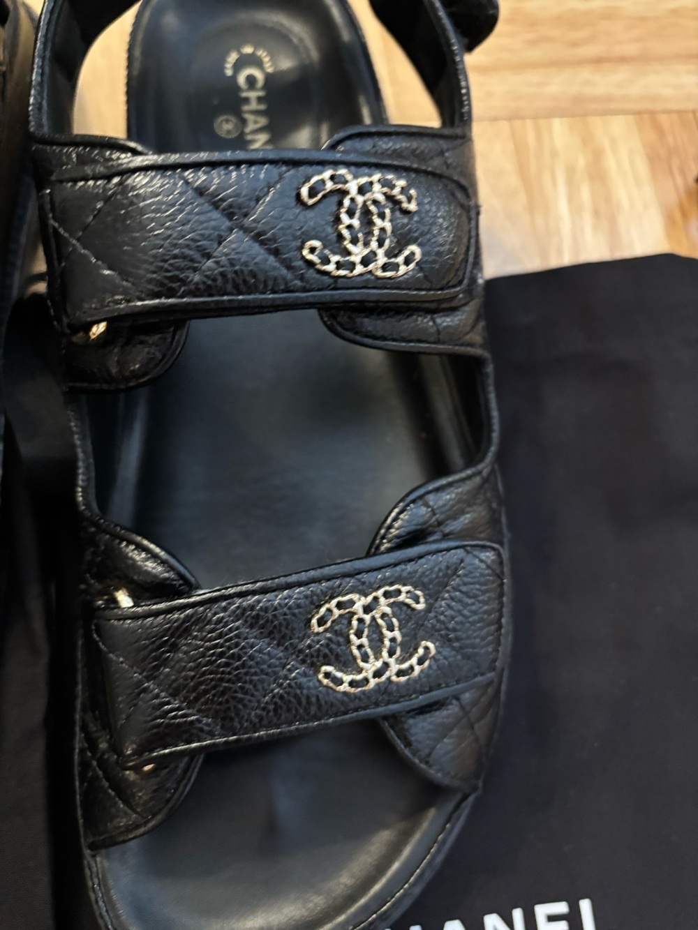 CHANEL Quilted Leather CC Logo Dad Sandals - Picture 7 of 15